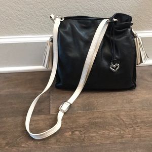 Brighton Black and Cream Slouch Purse